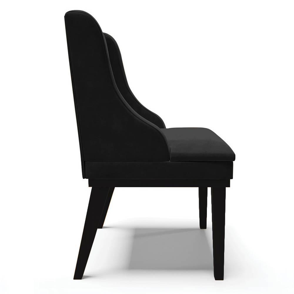 Kit 10 Cadeiras Estofadas Para Sala De Jantar Base Fixa De Madeira Preto Lia Suede Preto - Ibiza - 6