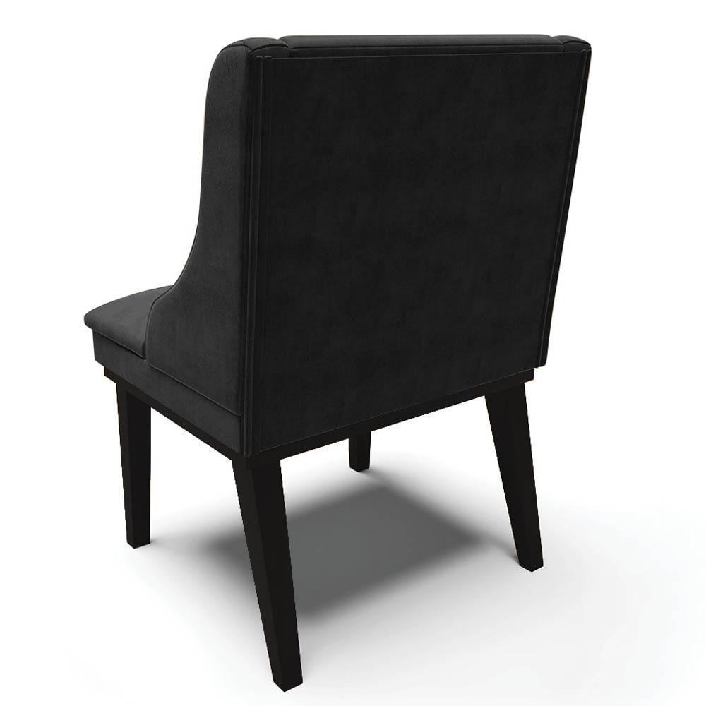 Kit 10 Cadeiras Estofadas Para Sala De Jantar Base Fixa De Madeira Preto Lia Suede Preto - Ibiza - 7
