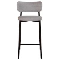 Banqueta Alta Bar Estofada Kit 2 Ella M25 Linho Cinza Cl - Mpozenato - 6