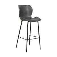 Banqueta Alta Com Encosto Para Bancada Cozinha Pés Aço Penha R02 Sintético Cinza Grafite - Mpozenato - 1
