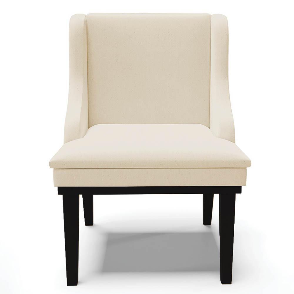 Kit 8 Cadeiras Estofadas Para Sala De Jantar Base Fixa De Madeira Preto Lia Linho Bege - Ibiza - 8