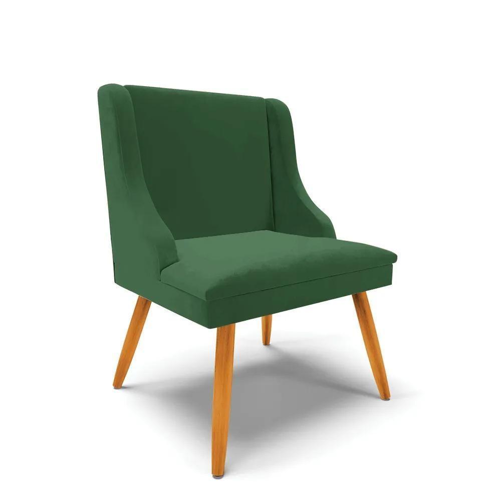 Kit 6 Cadeiras Estofadas Para Sala De Jantar Pés Palito Lia Veludo Verde Esmeralda - Ibiza - 5