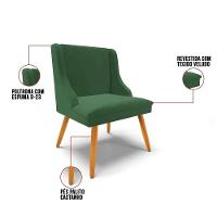 Kit 6 Cadeiras Estofadas Para Sala De Jantar Pés Palito Lia Veludo Verde Esmeralda - Ibiza - 3