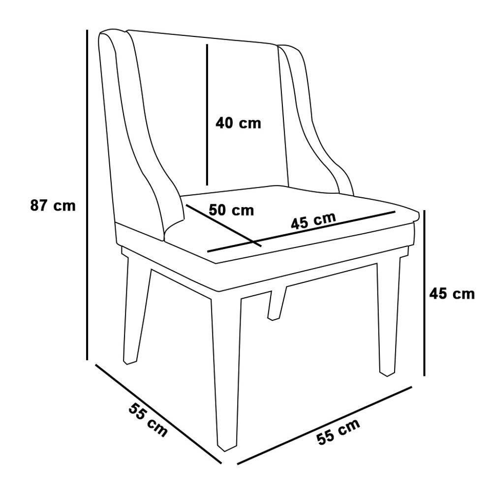 Kit 6 Cadeiras Estofadas Para Sala De Jantar Base Fixa De Madeira Castanho Lia Suede Bege - Ibiza - 4