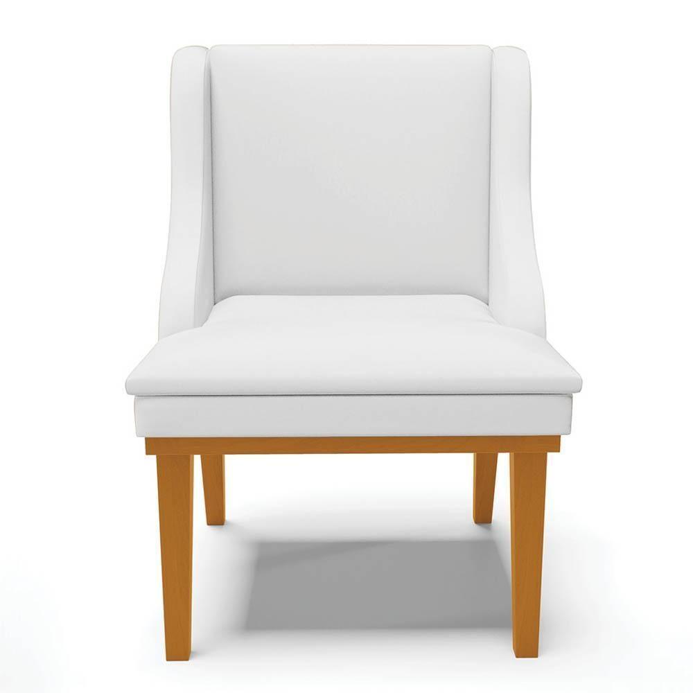 Kit 10 Cadeiras Estofadas Sala De Jantar Base Fixa De Madeira Castanho Lia Sintético Branco - Ibiza - 8