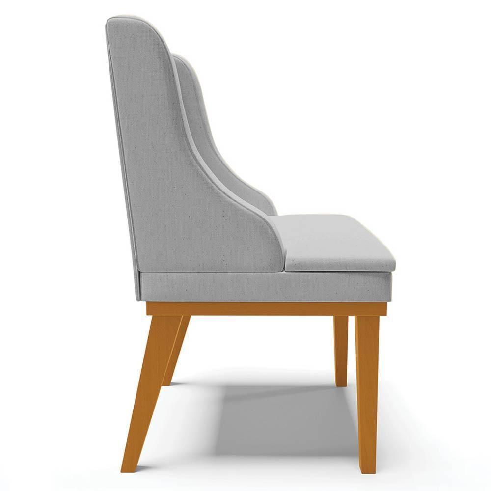 Kit 10 Cadeiras Estofadas Para Sala De Jantar Base Fixa De Madeira Castanho Lia Linho Cinza - Ibiza - 8