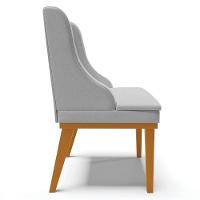 Kit 10 Cadeiras Estofadas Para Sala De Jantar Base Fixa De Madeira Castanho Lia Linho Cinza - Ibiza - 8