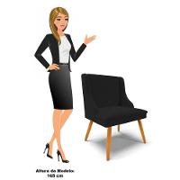 Kit 4 Cadeiras Estofadas Para Sala De Jantar Pés Palito Lia Linho Preto - Ibiza - 5