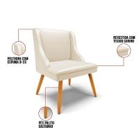 Kit 2 Cadeiras Estofadas Para Sala De Jantar Pés Palito Lia Sintético Bege - Ibiza - 2