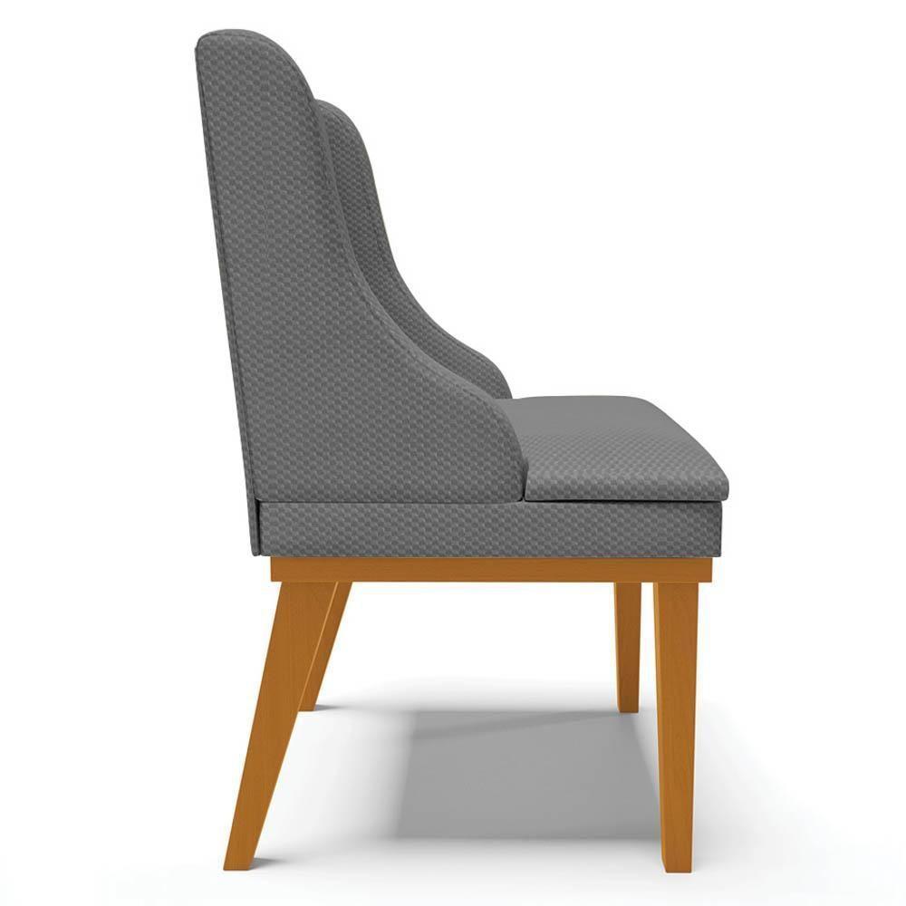 Kit 10 Cadeiras Estofadas Para Sala De Jantar Base Fixa De Madeira Castanho Lia Veludo Grafite - Ibiza - 6