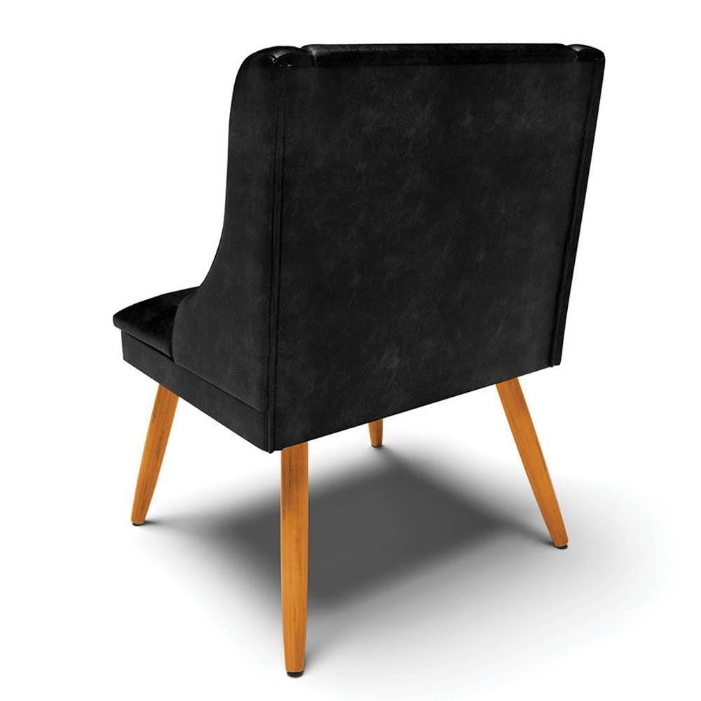 Kit 4 Cadeiras Estofadas Para Sala De Jantar Pés Palito Lia Sintético Premium Preto - Ibiza - 7