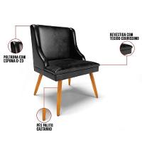 Kit 4 Cadeiras Estofadas Para Sala De Jantar Pés Palito Lia Sintético Premium Preto - Ibiza - 3