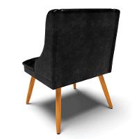 Kit 4 Cadeiras Estofadas Para Sala De Jantar Pés Palito Lia Sintético Premium Preto - Ibiza - 7