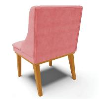 Kit 4 Cadeiras Estofadas Para Sala De Jantar Base Fixa De Madeira Castanho Lia Suede Rosê - Ibiza - 7