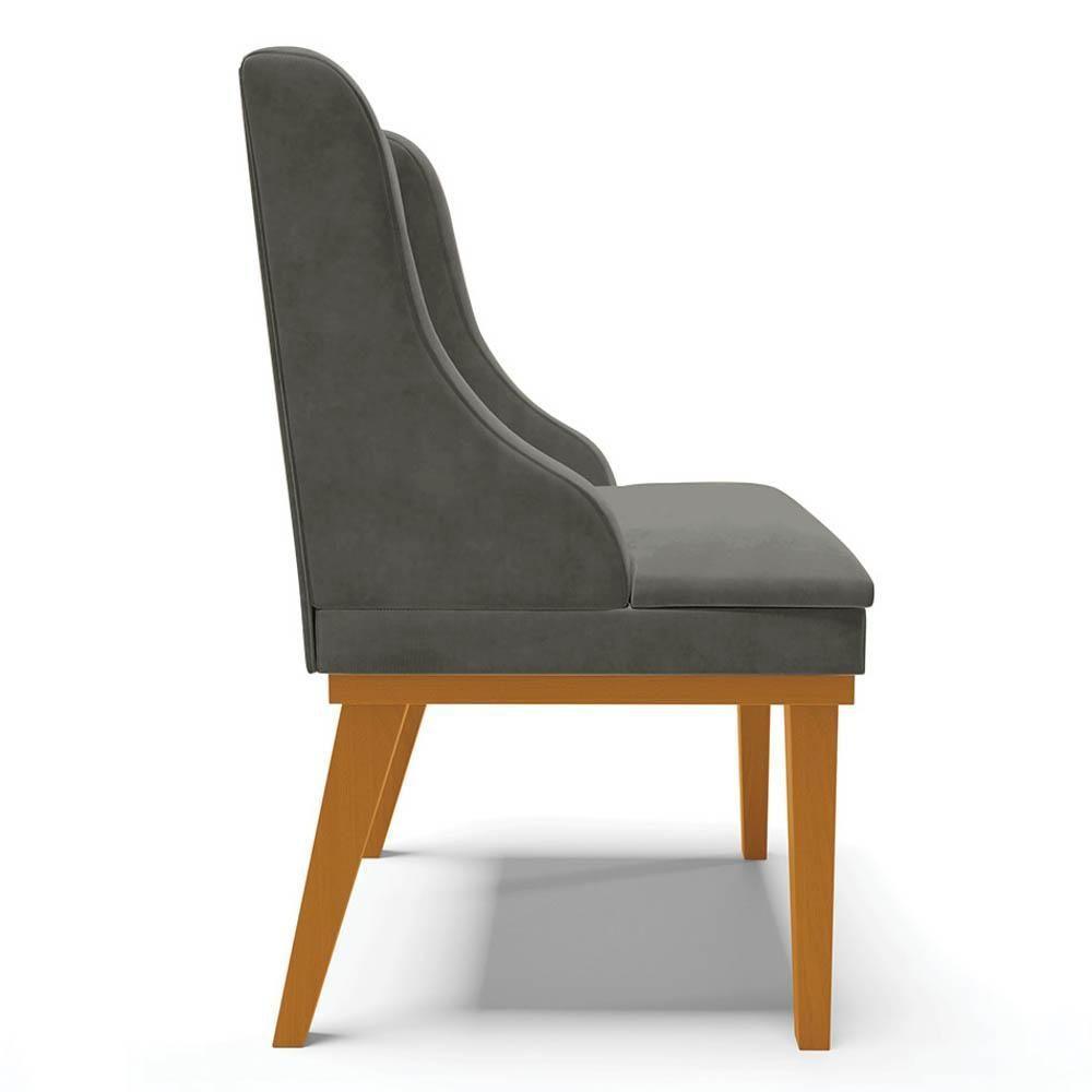 Kit 10 Cadeiras Estofadas Para Sala De Jantar Base Fixa De Madeira Castanho Lia Suede Grafite - Ibiza - 6