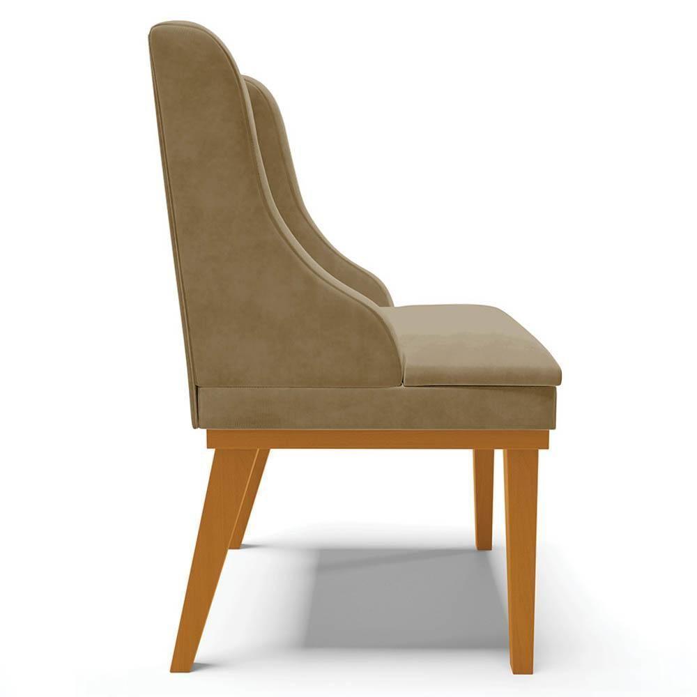 Kit 6 Cadeiras Estofadas Para Sala De Jantar Base Fixa De Madeira Castanho Lia Suede Marrom Rt - Ibiza - 6