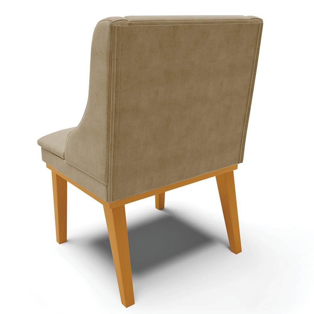 Kit 6 Cadeiras Estofadas Para Sala De Jantar Base Fixa De Madeira Castanho Lia Suede Marrom Rt - Ibiza - 7