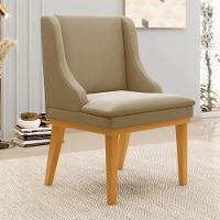 Kit 6 Cadeiras Estofadas Para Sala De Jantar Base Fixa De Madeira Castanho Lia Suede Marrom Rt - Ibiza - 2