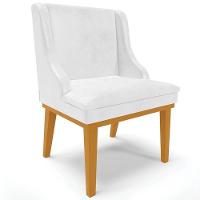 Kit 10 Cadeiras Estofadas Base Fixa De Madeira Castanho Lia Sintético Premium Branco - Ibiza - 9