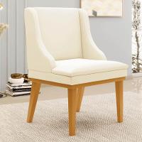 Kit 10 Cadeiras Estofadas Para Sala De Jantar Base Fixa De Madeira Castanho Lia Veludo Bege - Ibiza - 2