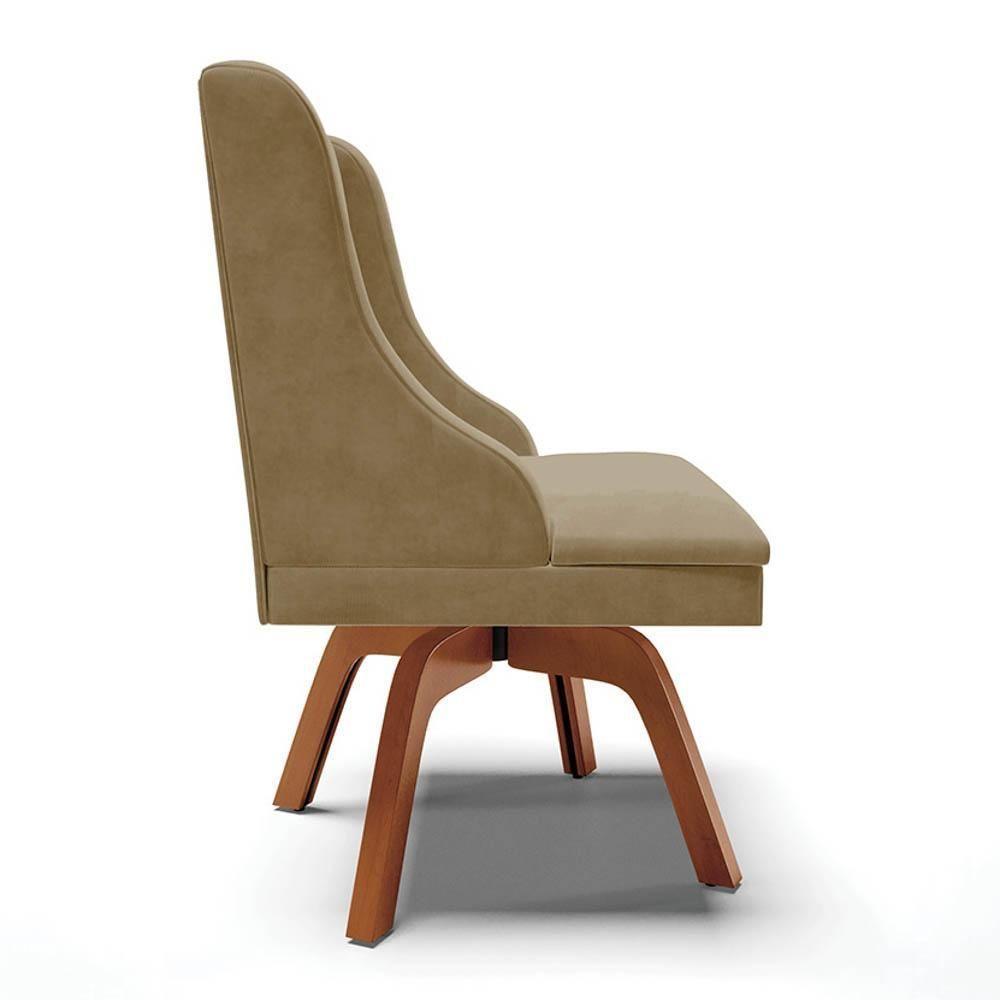 Kit 6 Cadeiras Estofadas Giratória Para Sala De Jantar Lia Suede Marrom Rt - Ibiza - 6