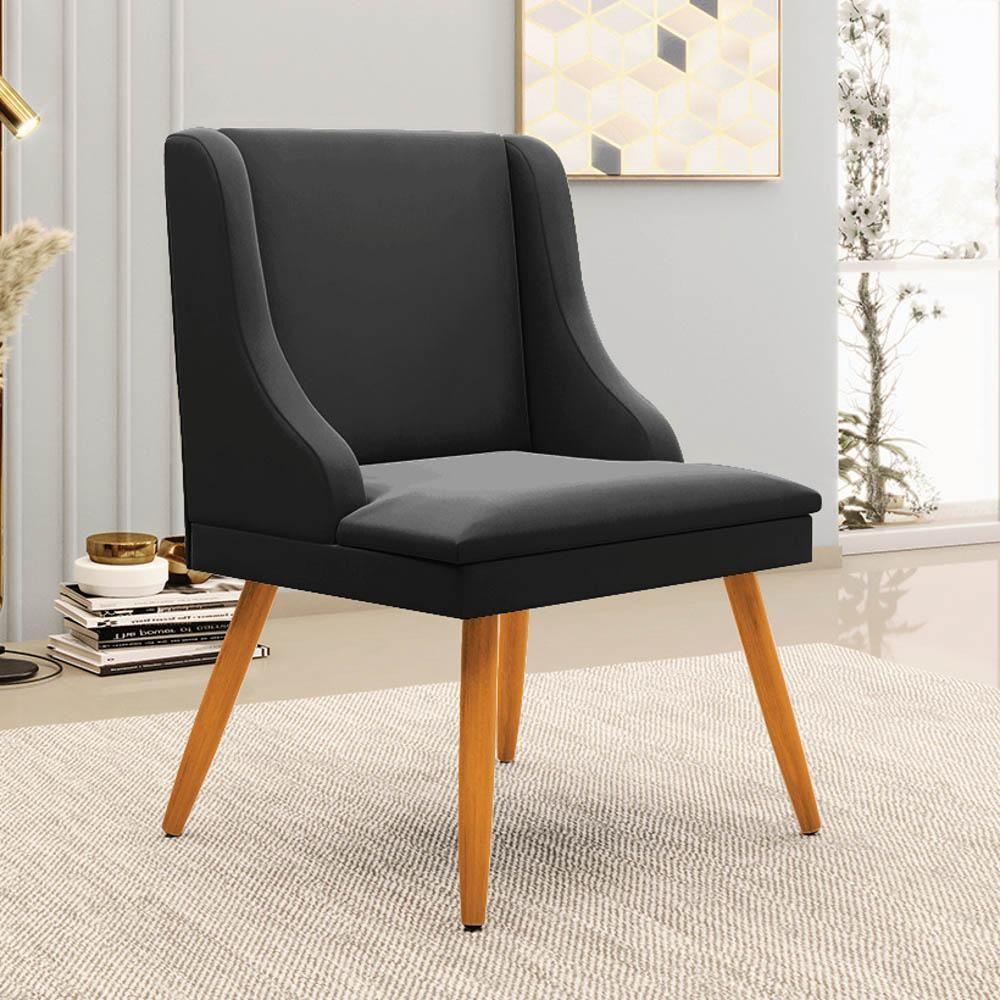 Kit 10 Cadeiras Estofadas Para Sala De Jantar Pés Palito Lia Veludo Preto - Ibiza - 6