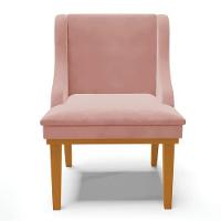 Kit 10 Cadeiras Estofadas Para Sala De Jantar Base Fixa De Madeira Castanho Lia Veludo Rosê - Ibiza - 8