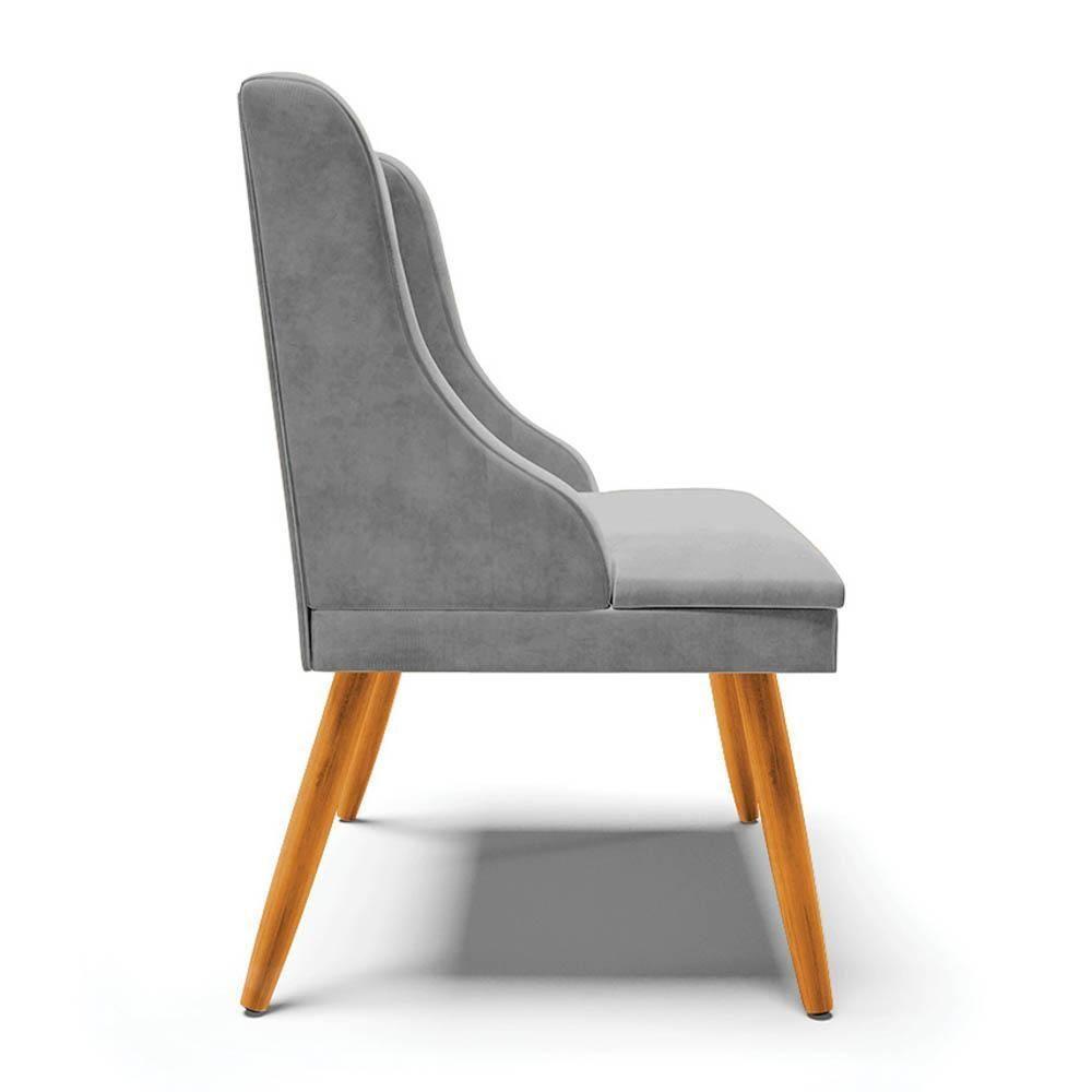 Kit 6 Cadeiras Estofadas Para Sala De Jantar Pés Palito Lia Suede Cinza - Ibiza - 6