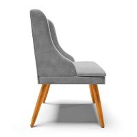 Kit 6 Cadeiras Estofadas Para Sala De Jantar Pés Palito Lia Suede Cinza - Ibiza - 6