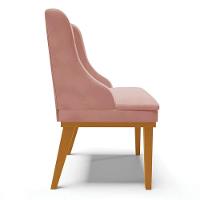 Kit 6 Cadeiras Estofadas Para Sala De Jantar Base Fixa De Madeira Castanho Lia Veludo Rosê - Ibiza - 7