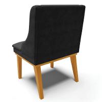 Kit 6 Cadeiras Estofadas Para Sala De Jantar Base Fixa De Madeira Castanho Lia Suede Preto - Ibiza - 6