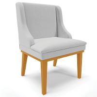 Kit 6 Cadeiras Estofadas Para Sala De Jantar Base Fixa De Madeira Castanho Lia Linho Cinza - Ibiza - 9