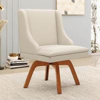 Kit 4 Cadeiras Estofadas Para Sala De Jantar Base Giratória De Madeira Lia Sintético Bege - Ibiza - 2