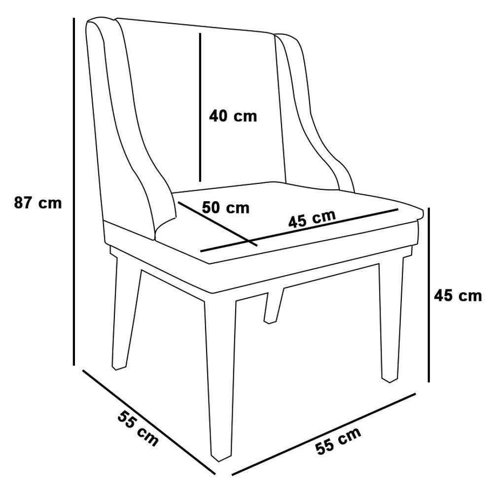 Kit 4 Cadeiras Estofadas Sala De Jantar Base Fixa De Madeira Preto Lia Sintético Preto - Ibiza - 4