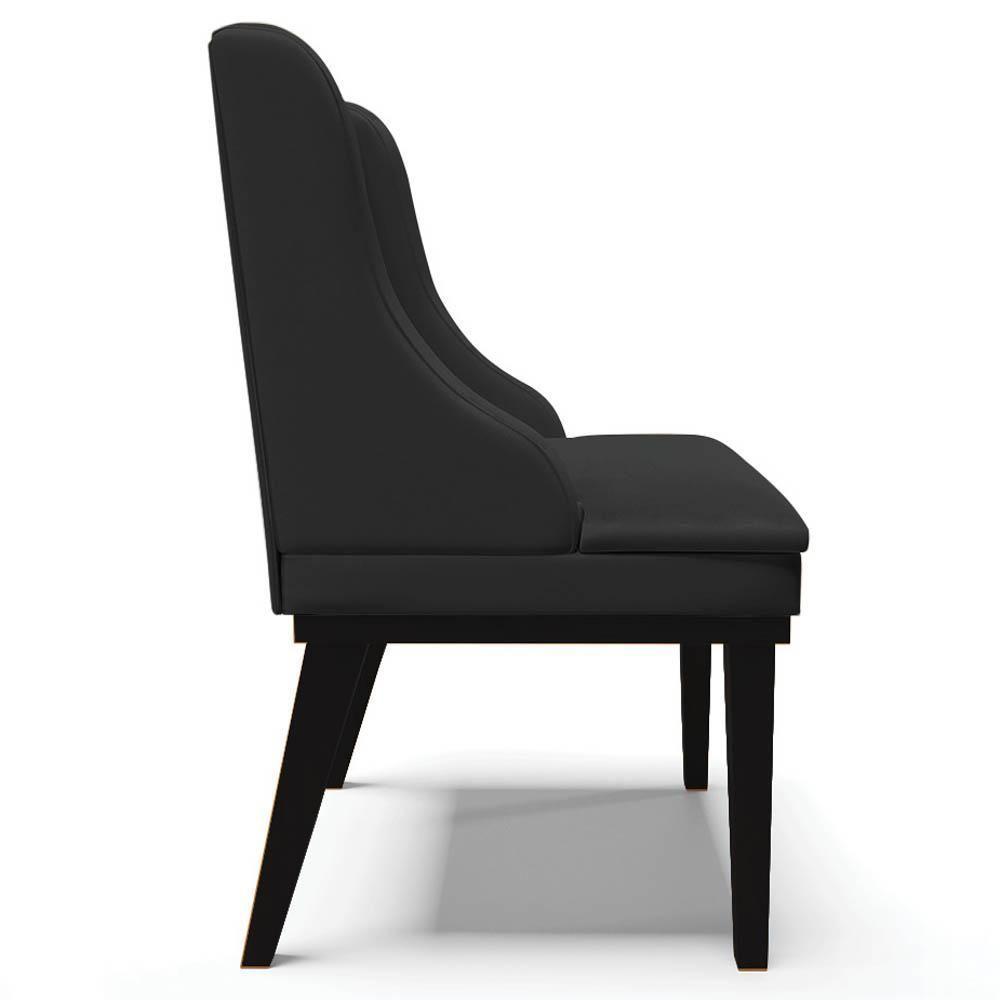 Kit 4 Cadeiras Estofadas Sala De Jantar Base Fixa De Madeira Preto Lia Sintético Preto - Ibiza - 6