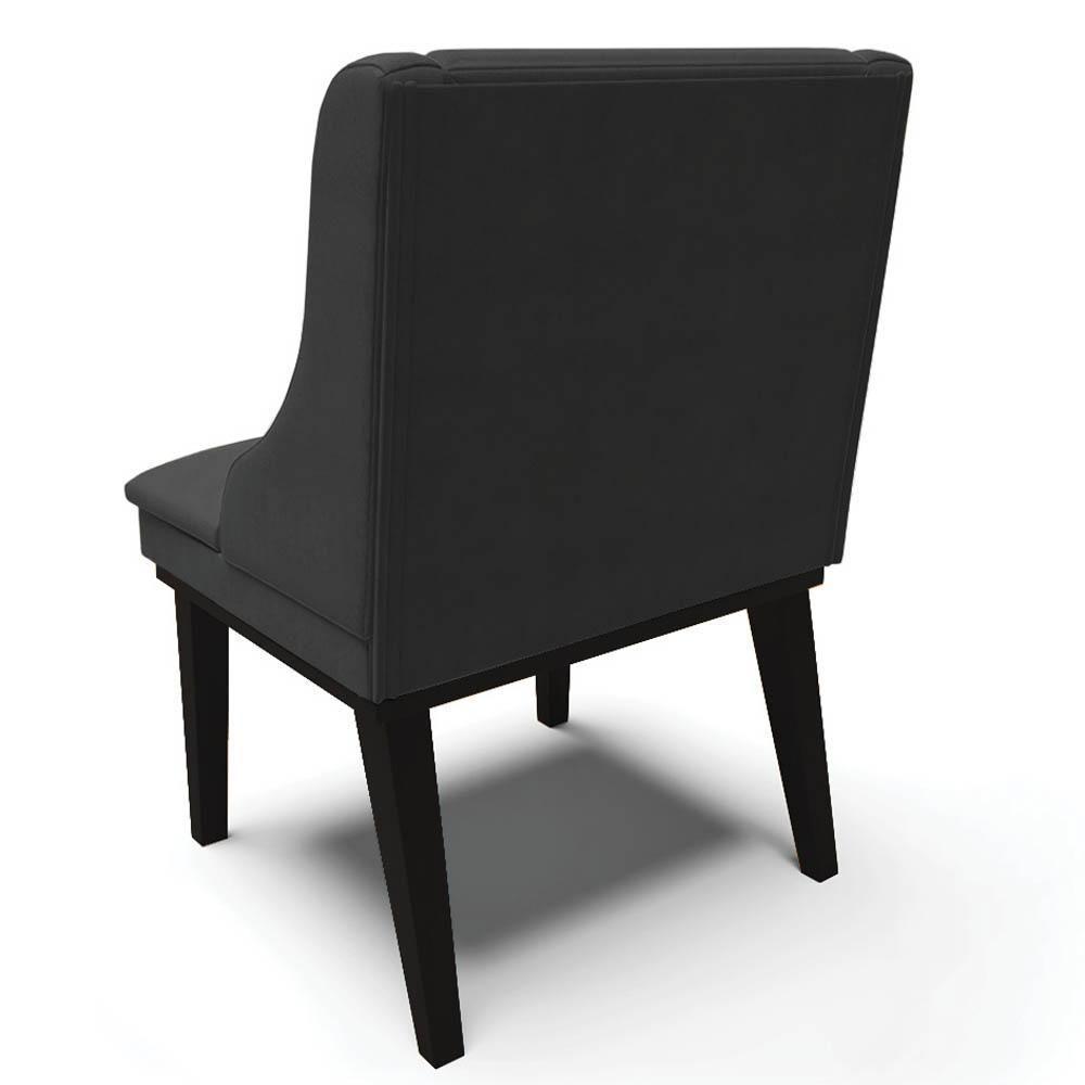 Kit 4 Cadeiras Estofadas Sala De Jantar Base Fixa De Madeira Preto Lia Sintético Preto - Ibiza - 7