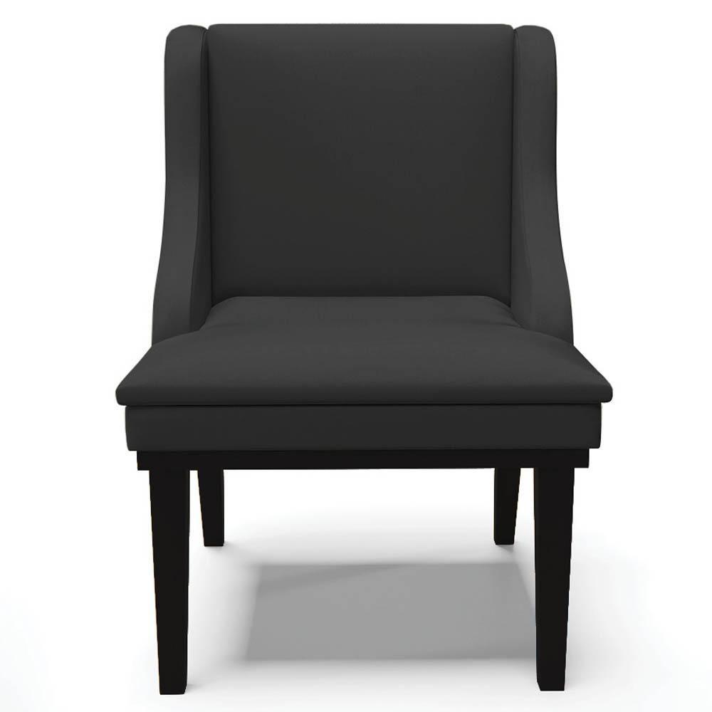 Kit 4 Cadeiras Estofadas Sala De Jantar Base Fixa De Madeira Preto Lia Sintético Preto - Ibiza - 8