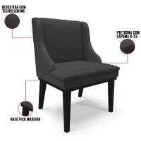 Kit 4 Cadeiras Estofadas Sala De Jantar Base Fixa De Madeira Preto Lia Sintético Preto - Ibiza - 3