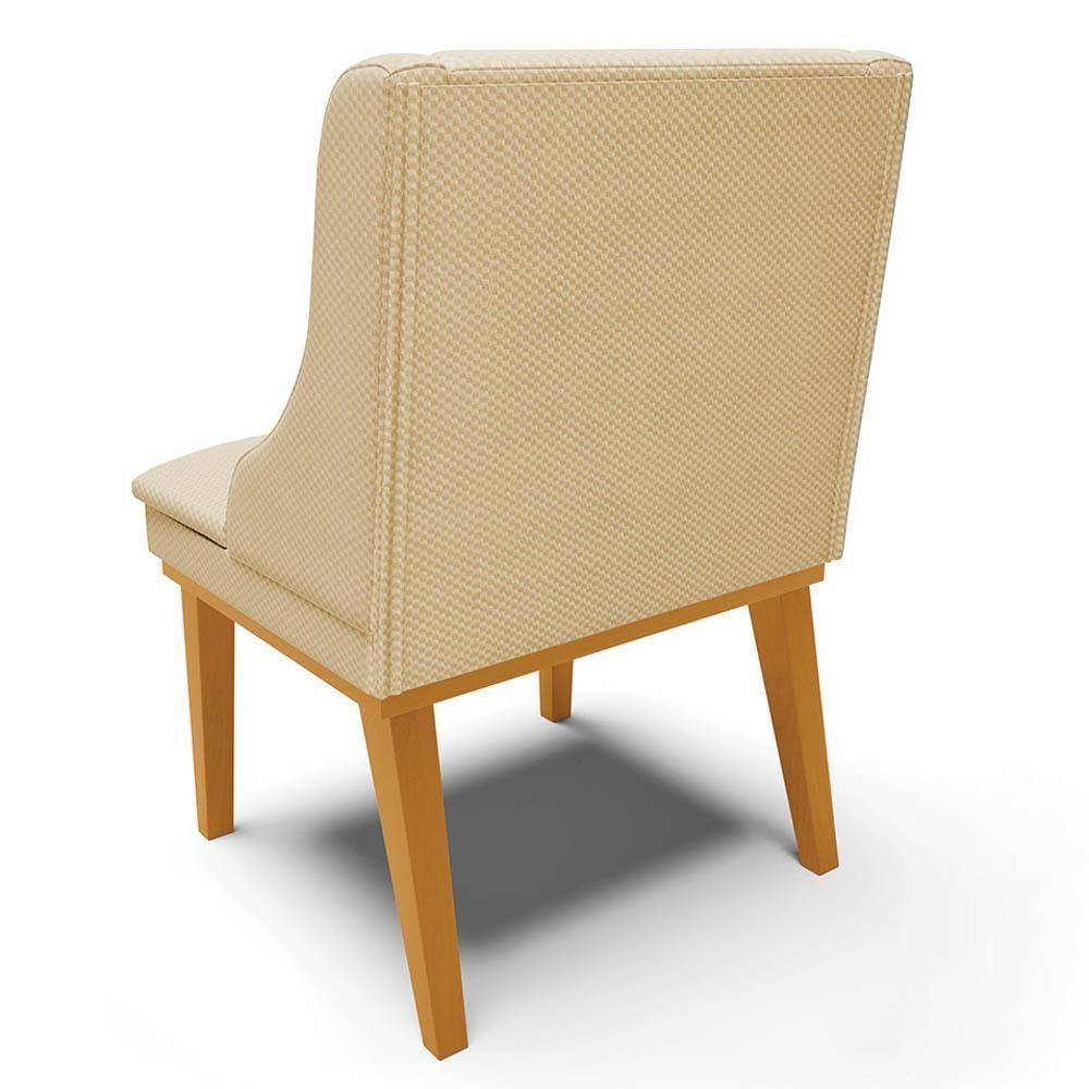 Kit 2 Cadeiras Estofadas Para Sala De Jantar Base Fixa De Madeira Castanho Lia Veludo Off White - Ibiza - 5