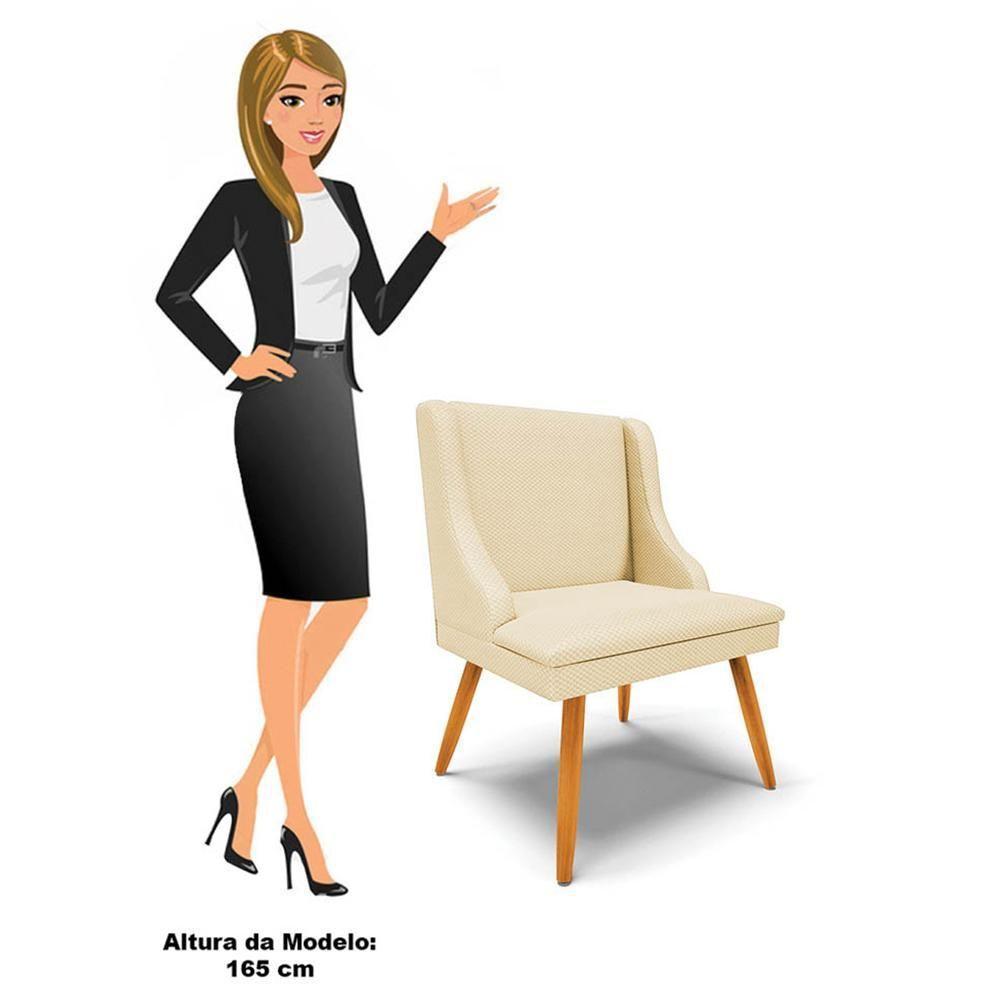 Kit 2 Cadeiras Estofadas Para Sala De Jantar Pés Palito Lia Veludo Off White Luxo - Ibiza - 4