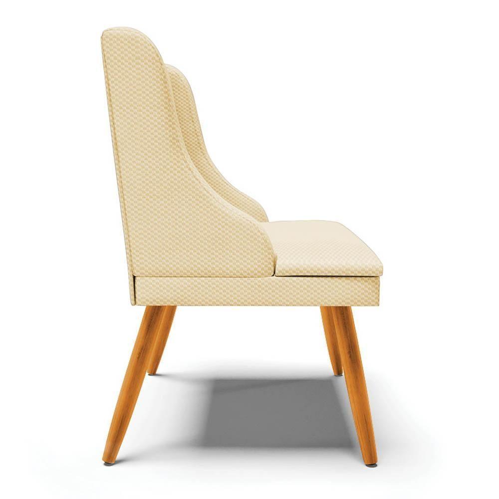 Kit 2 Cadeiras Estofadas Para Sala De Jantar Pés Palito Lia Veludo Off White Luxo - Ibiza - 9