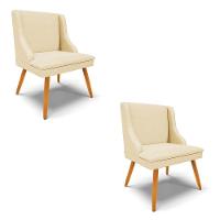 Kit 2 Cadeiras Estofadas Para Sala De Jantar Pés Palito Lia Veludo Off White Luxo - Ibiza - 1