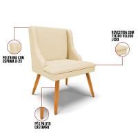 Kit 2 Cadeiras Estofadas Para Sala De Jantar Pés Palito Lia Veludo Off White Luxo - Ibiza - 2