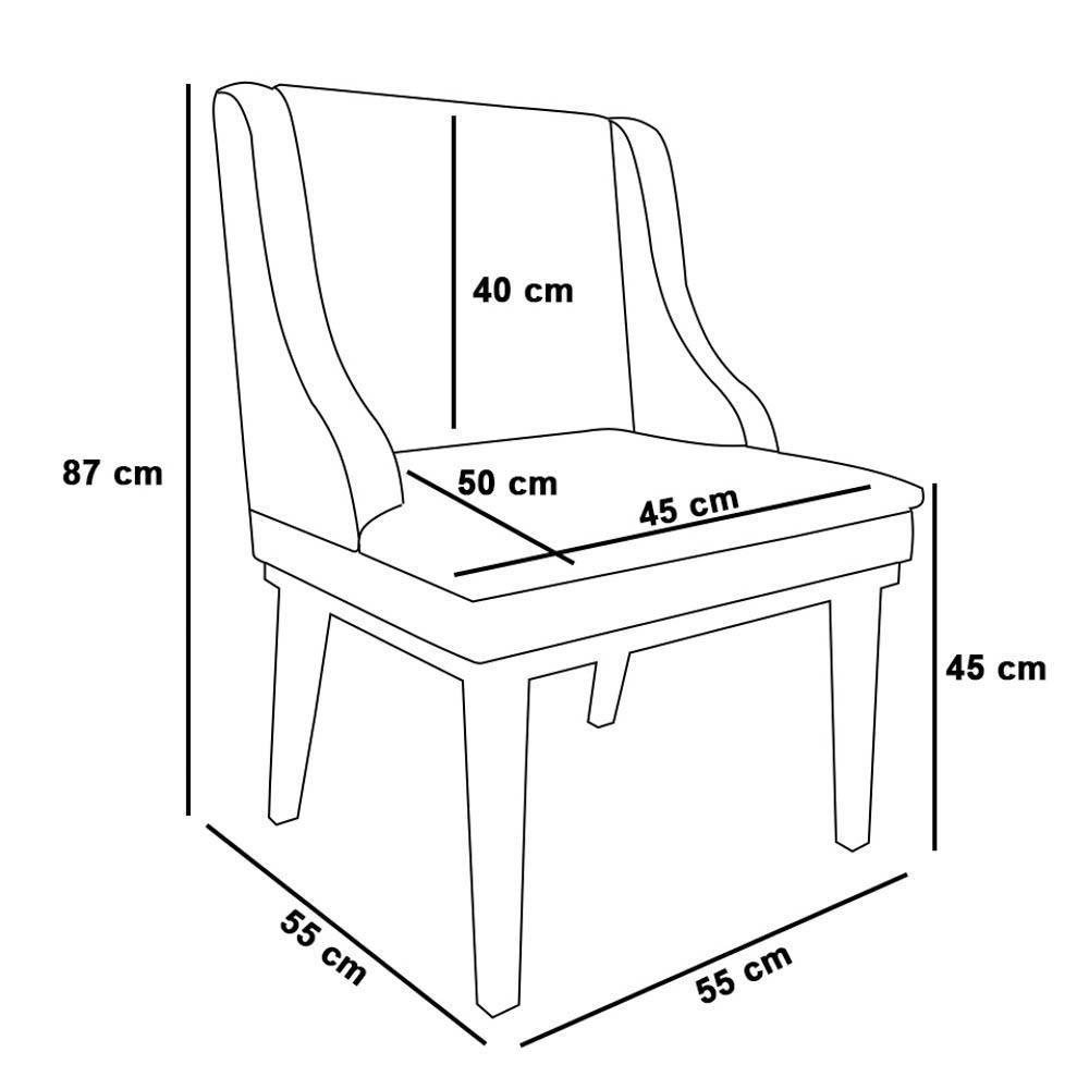 Kit 8 Cadeiras Estofadas Para Sala De Jantar Base Fixa De Madeira Castanho Lia Linho Grafite - Ibiza - 4