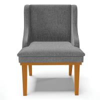 Kit 8 Cadeiras Estofadas Para Sala De Jantar Base Fixa De Madeira Castanho Lia Linho Grafite - Ibiza - 8