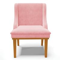 Kit 2 Cadeiras Estofadas Para Sala De Jantar Base Fixa De Madeira Castanho Lia Suede Rosa Bebê - Ibiza - 5