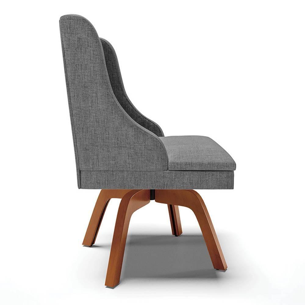 Kit 8 Cadeiras Estofadas Giratória Para Sala De Jantar Lia Linho Grafite - Ibiza - 3