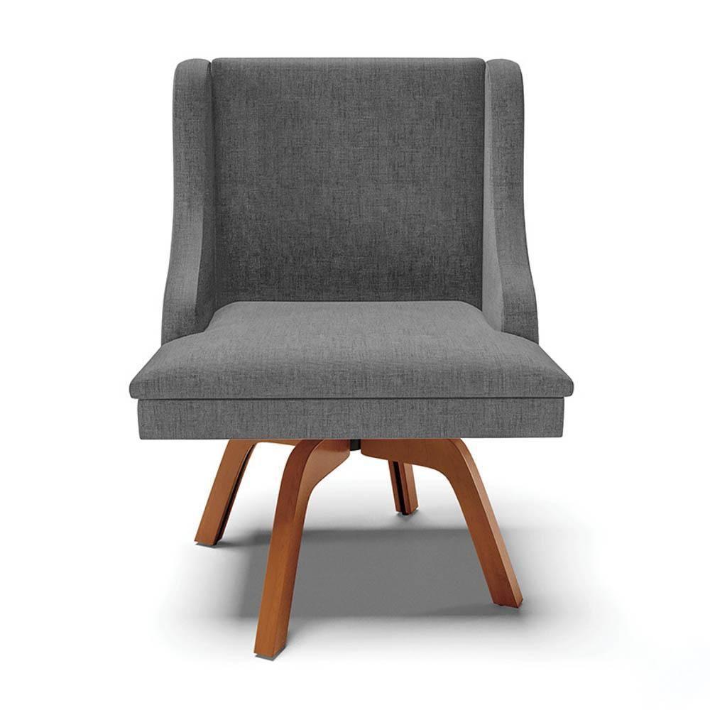 Kit 8 Cadeiras Estofadas Giratória Para Sala De Jantar Lia Linho Grafite - Ibiza - 5