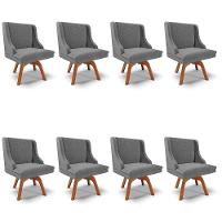 Kit 8 Cadeiras Estofadas Giratória Para Sala De Jantar Lia Linho Grafite - Ibiza - 1