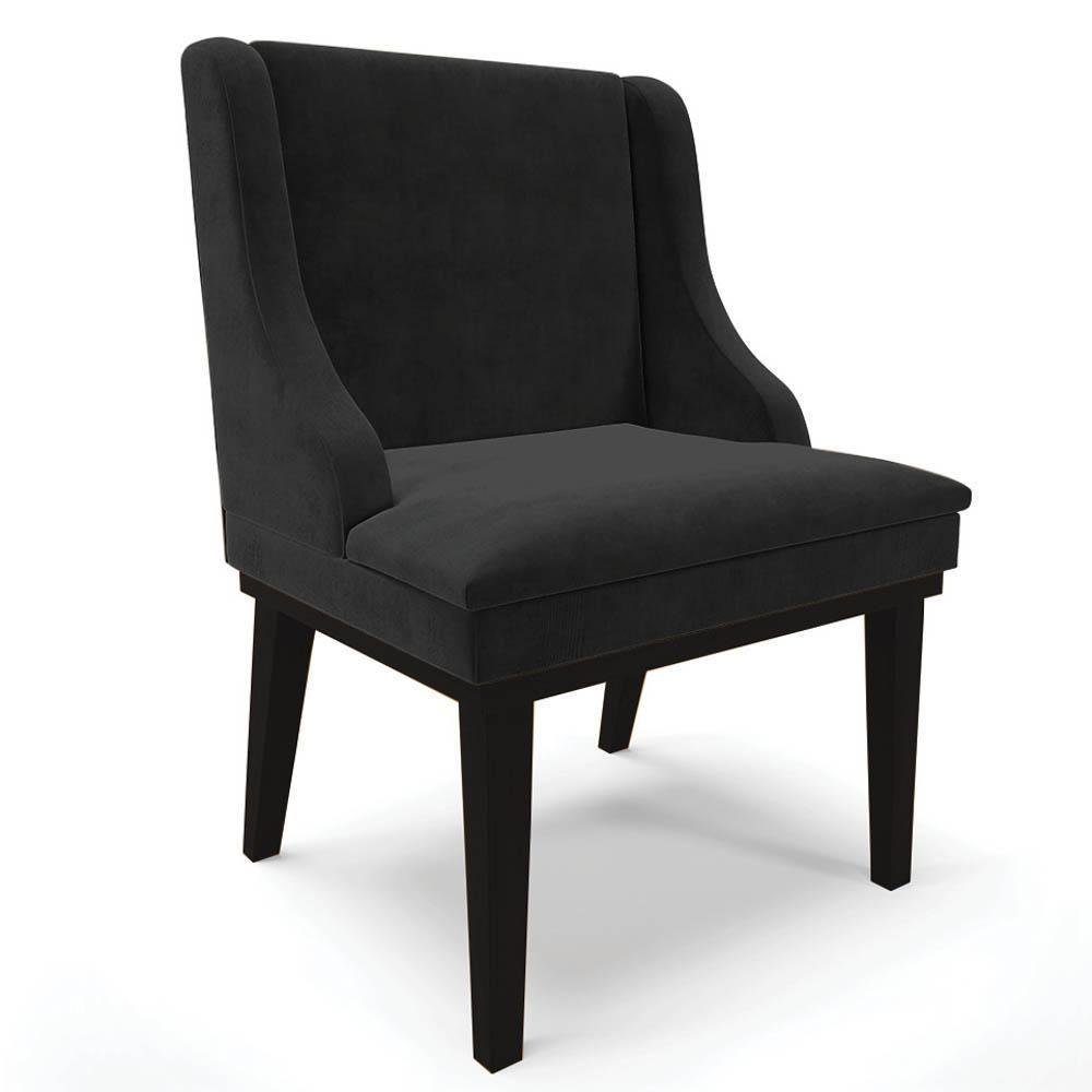 Kit 2 Cadeiras Estofadas Para Sala De Jantar Base Fixa De Madeira Preto Lia Suede Preto - Ibiza - 9